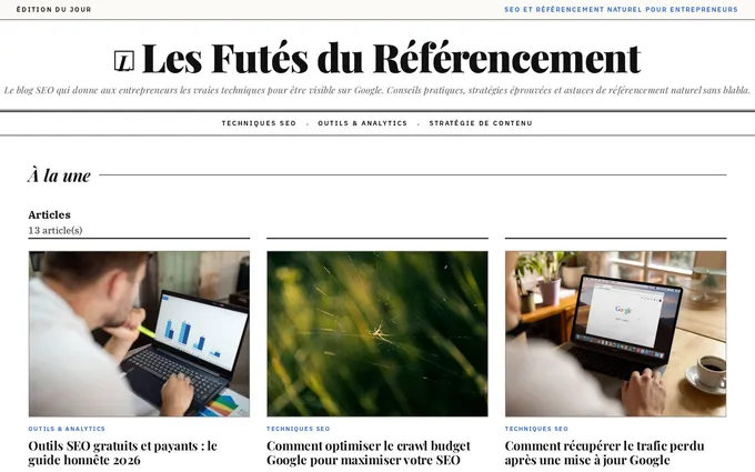 Blog Les Futés du Référencement créé avec ForgR